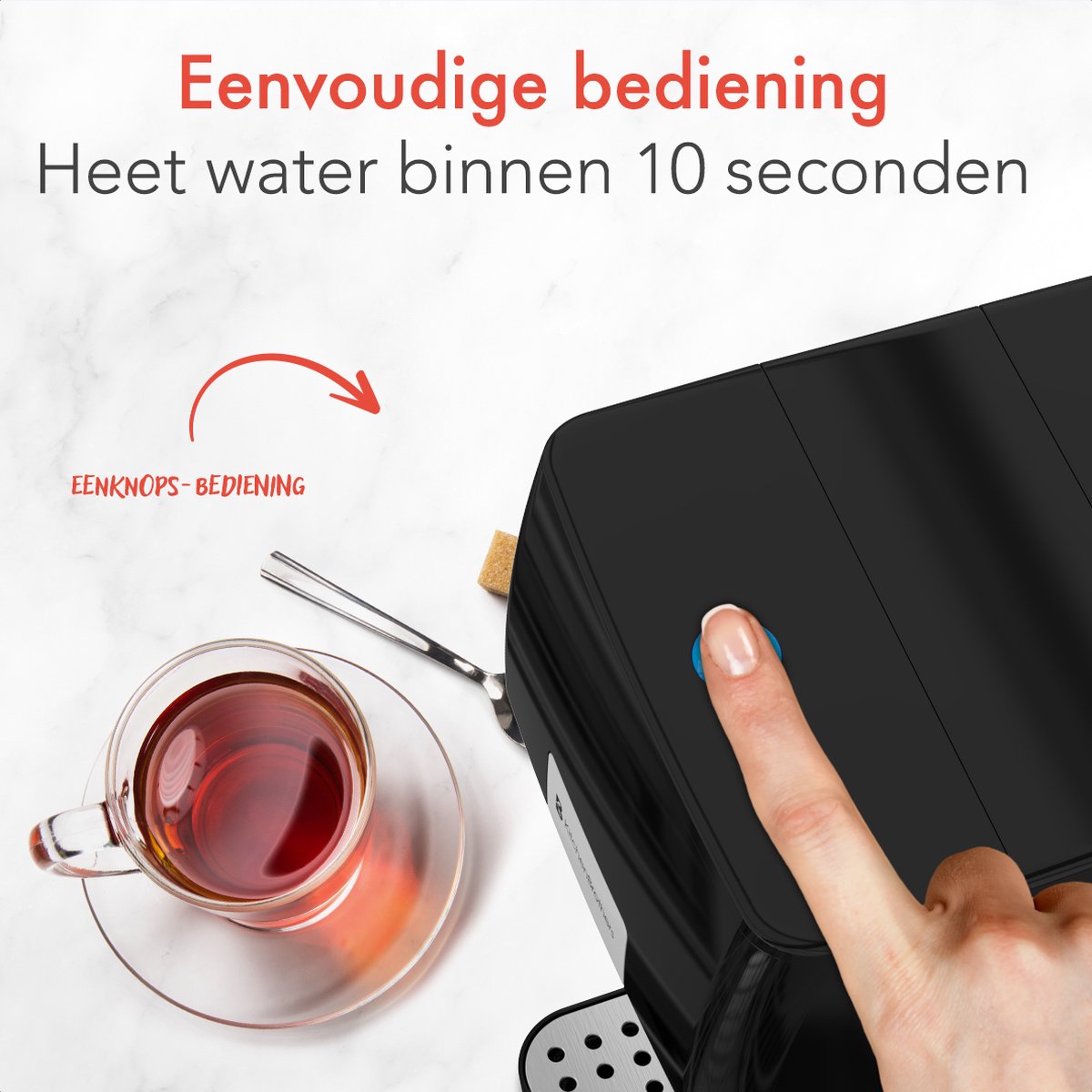 KitchenBrothers Heetwaterdispenser - 2,5L - Instant Waterkoker - BPA en PFAS Vrij - 0,5L per minuut - 100℃ - Zwart — afbeelding 3