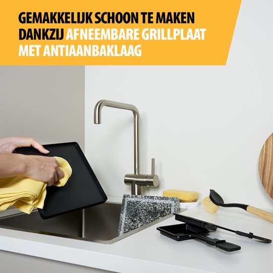Tristar Gourmetset - RA-2747 - 1400W - Bakplaat 8 personen - 5-in-1 steengrill - Incl 8 pannetjes - Grillplaat omkeerbaar — afbeelding 2