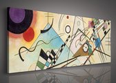 Canvas Schilderij - Geometrie - Abstract - Kunst - Cirkels - Inclusief Frame - 40x145cm (lxb)