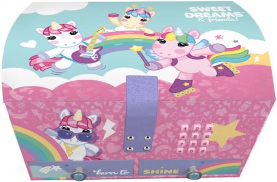 Sweet Dreams Unicorn - Eenhoorn Muzikale Juwelendoos met Geheim Cijferslot Pink