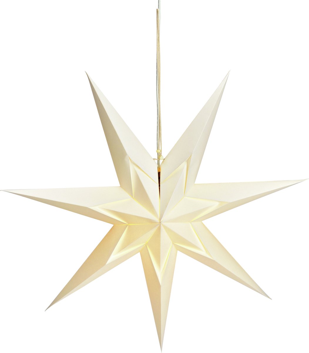 G. Wurm kerstster decoratie - wit - 60 cm - papier - 7 punten - kerstversiering
