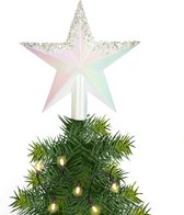 Lumières féériques et étoile de Noël - nacre blanche - 22cm - plastique