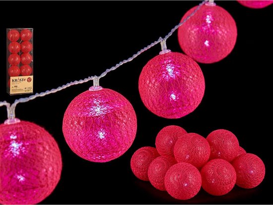 Cordon lumineux Krist+ 10 boules LED - rose fuchsia - pile 150 cm