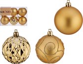 Krist+ gedecoreerde kerstballen - 6x stuks - goud - kunststof - 6 cm