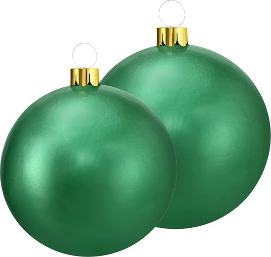 Opblaasbare decoratie kerstballen mega groot 2x st 45 en 65 cm