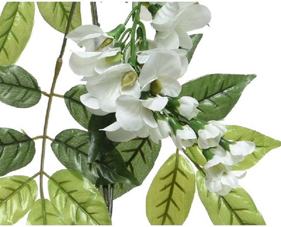 Decoris Planten slinger - 3x - wisteria - wit - 150 cm - kunstplant