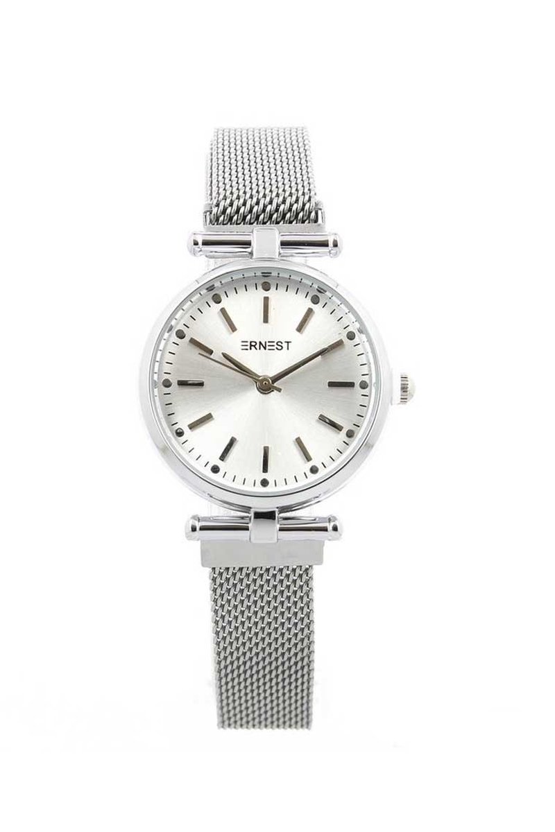 Horloge Rond Speciaal - Zilver-Zilver - Volledig RVS - Inclusief Batterij - Ernest