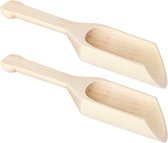 Chaks Schep lepeltjes - 2x - hout - beige - 17 x 6 cm