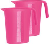 Juypal Schenkkan/waterkan - 2x - fuchsia roze - 1,75 liter - kunststof -L22 x H20 cm