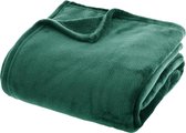 Atmosphera fleece deken/fleeceplaid - smaragd groen - 180 x 230 cm - polyester - Molton Bankdeken