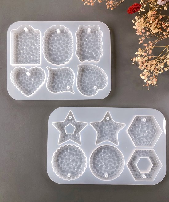 Siliconen Mallen | Hangers | Tags | 2 modellen | Kerst decoratie | Druzy effect | Epoxy | Jesmonite | Gips