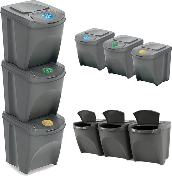 Set de 3 + 1 poubelles empilables