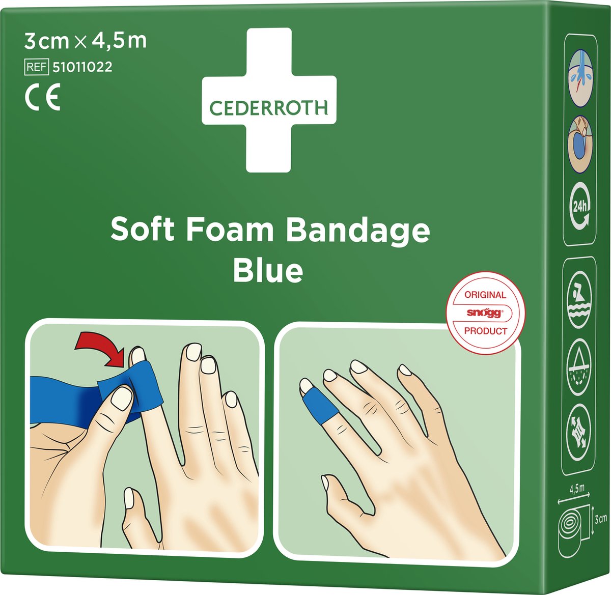 Goedkoopste Cederroth (Snogg) Soft Foam verband - blauw - 4,5 m x 3 cm - EHBO pleister