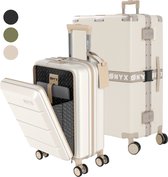 ONYX® Bagage à main avec poche avant et Valise d'enregistrement - Set valise 35L/100 L - Serrure TSA - Chariot léger - Fermeture aluminium - Sable
