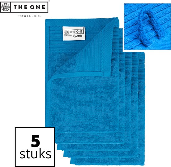 The One Towelling Classic Gastendoeken - 30 x 50 cm - 5 Stuks - Voordeelverpakking - Hoge vochtopname - 100% Zacht katoen - Turquoise