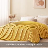 Knuffelzachte deken geel - fleecedeken 220 x 240 cm XXL grote warme bankdeken knuffeldeken zacht als banksprei deken bankdeken bed voor de winter