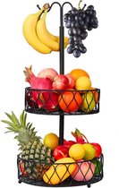 Fruit etagère bananenhouder 2 verdiepingen fruitmand voor meer ruimte op het werkblad - opslag voor groenten en fruit, fruitschaal, fruitstandaard (zwart)