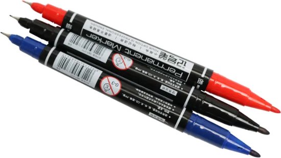 TLVX Lakstift Pen Zwart - Dunne en dikke stift in één - Autolakherstel - Kras pen lak stift - Auto lakstiften – Auto Sleutel Schade Herstel – Bijtippen - Auto Kras herstel – Waterdicht - Kras verwijderaar – Permanent Marker - 0.5 mm en 1.0mm stift