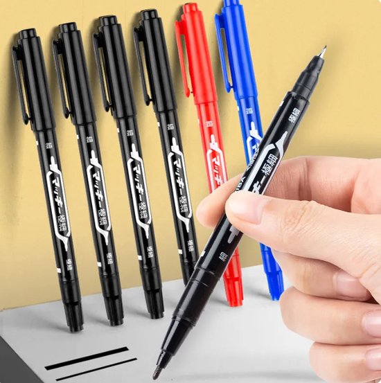 TLVX Lakstift Pen Zwart - Dunne en dikke stift in één - Autolakherstel - Kras pen lak stift - Auto lakstiften – Auto Sleutel Schade Herstel – Bijtippen - Auto Kras herstel – Waterdicht - Kras verwijderaar – Permanent Marker - 0.5 mm en 1.0mm stift