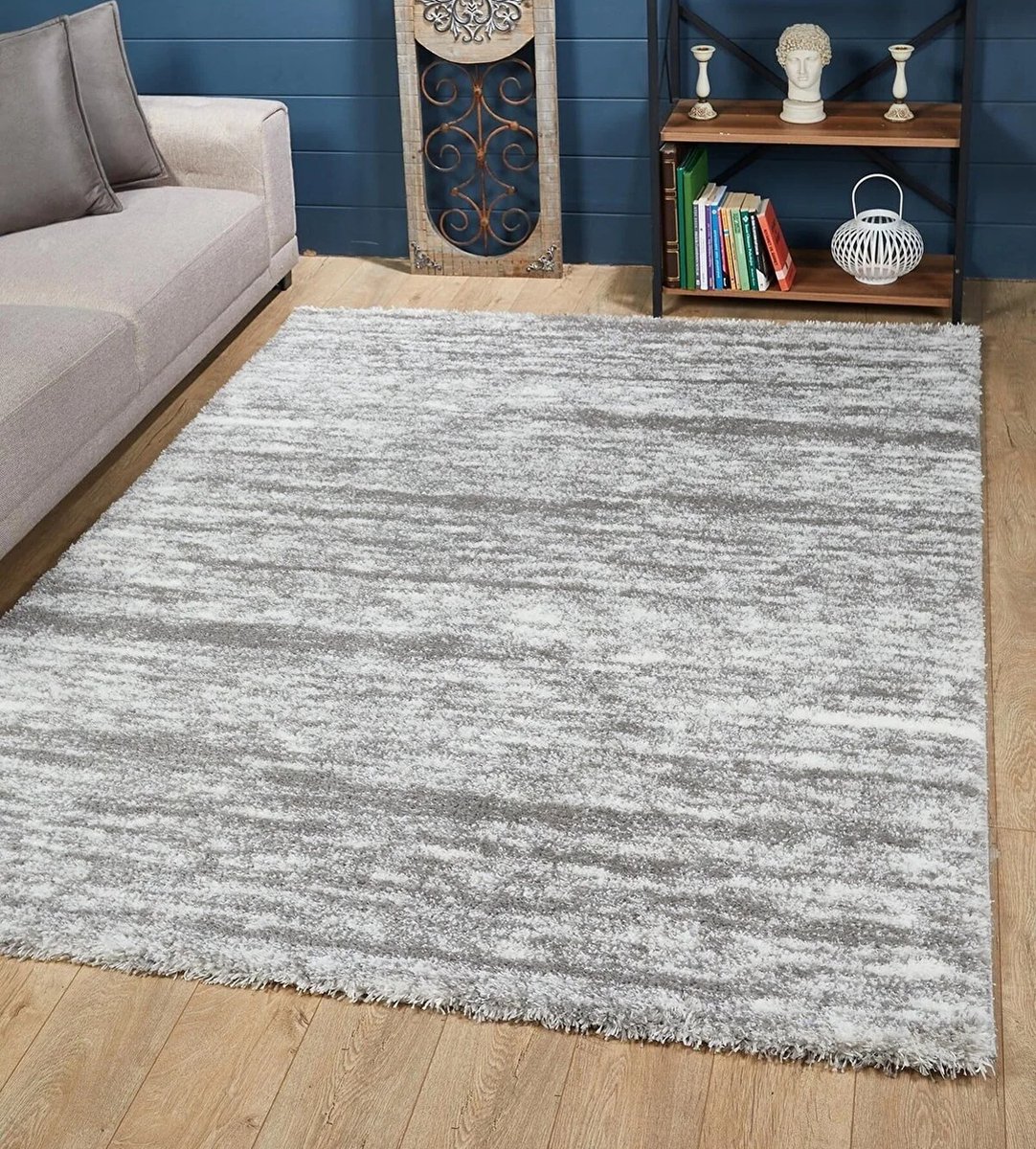 EIK - Creme-Grijs - 160x220cm - Hoogpolig vloerkleed