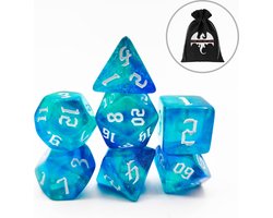 Lapi Toys - Dungeons and Dragons dobbelstenen - DnD - D&D - Polydice - 1 set (7 stuks) - Acryl - Turquoise - Paars