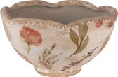 Clayre & Eef Pot de fleurs Ø 16x9 cm Beige Rose Céramique Fleurs Pot de fleurs d'intérieur