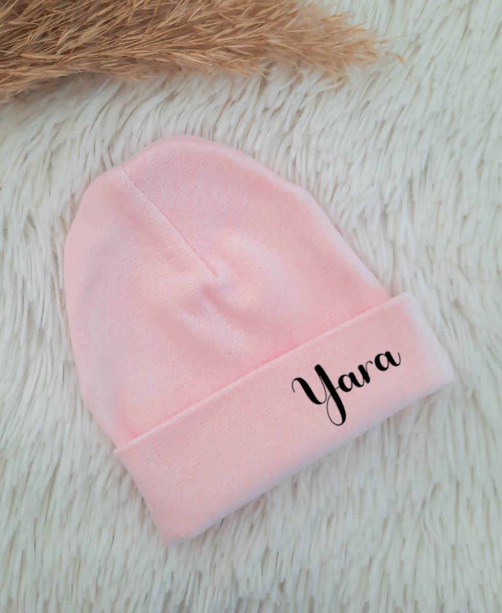 Goedkoopste Babymutsje met naam | Roze | van LTM baby | Newborn | Baby | Gepersonaliseerd | Zwanger | Kraamcadeau