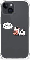 Silicone Back Case Geschikt voor iPhone 15 Telefoonhoesje met doorzichtige rand Cow