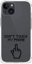 Smartphonehoesje Geschikt voor iPhone 15 Telefoon Hoesje met doorzichtige rand Finger Don't Touch My Phone
