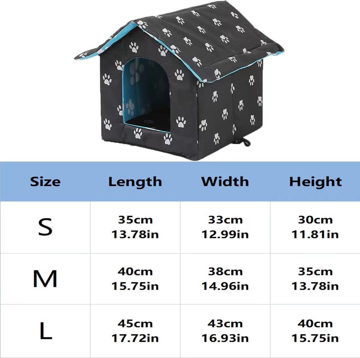 Niche Pour Chat Extérieur Isolée - 40x33x33 Cm - Imperméable, Coupe-vent - Avec Tapis Chauffant Réversible - Pliable Et Portable