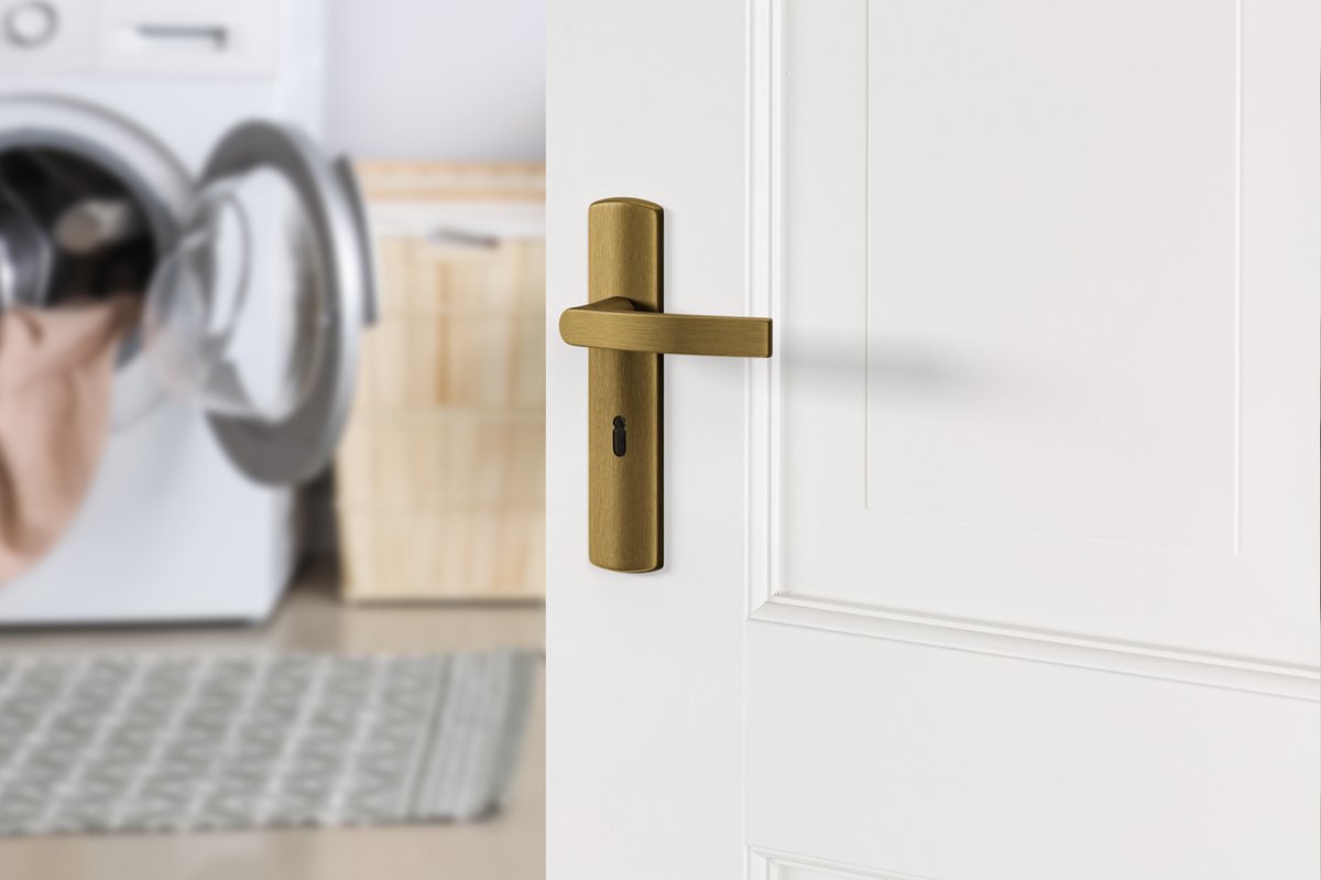 AXA deurklink Blok met rond rozet aluminium brons | Online Deurbeslagshop