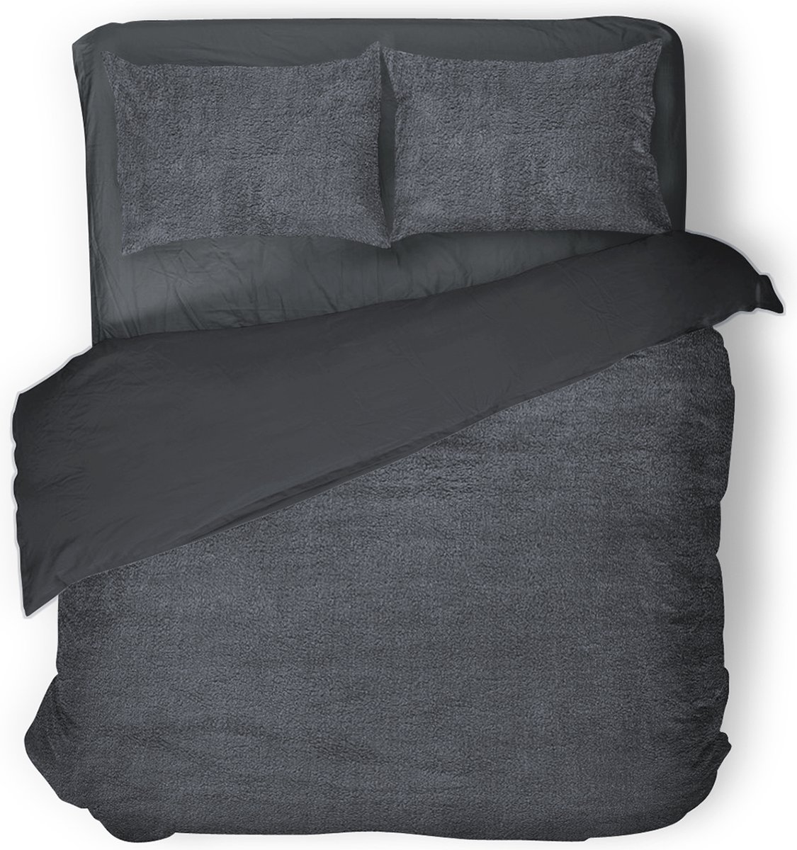 Eleganzzz Dekbedovertrek Teddy Pluche - Antraciet - Teddy Dekbedovertrek - Dekbedovertrek 240x200/220cm - Lits Jumeaux dekbedovertrekken - 240x220cm - Fluffy Dekbedovertrek