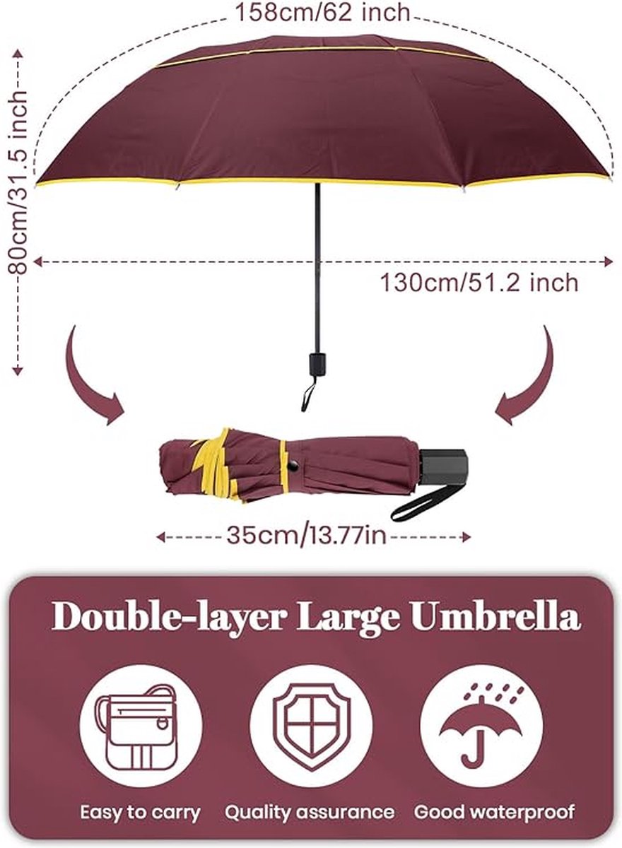Parapluie de golf extra large pliable, résistant aux tempêtes