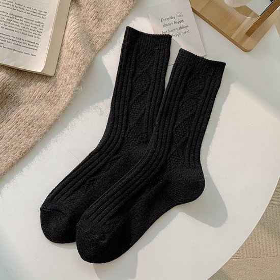 Damessokken - 34-41 - Wintersokken - Wollen sokken - Zwart - Warme sokken -  Eenvoudig... | bol