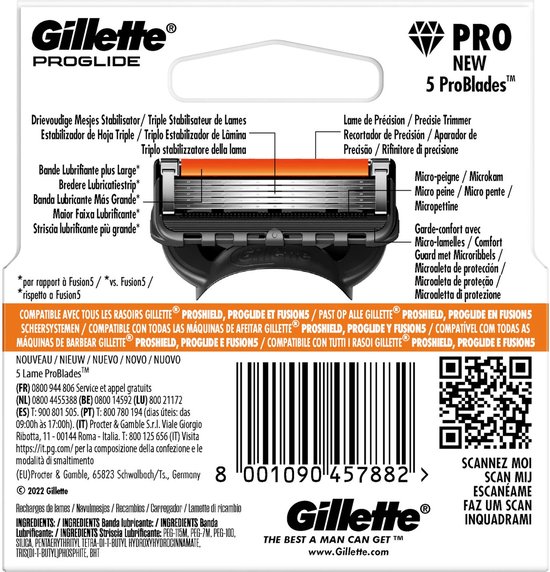 Vervangende mesjes voor houder Gillette Fusion 5 Proglide 4 st