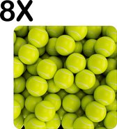 BWK Stevige Placemat - Tennis Ballen op een Hoop - Set van 8 Placemats - 50x50 cm - 1 mm dik Polystyreen - Afneembaar