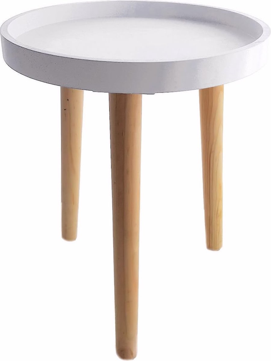 Decoratief houten bijzettafeltje, 36 x 30 cm, klein bijzettafeltje, banktafel, sofatafel, wit