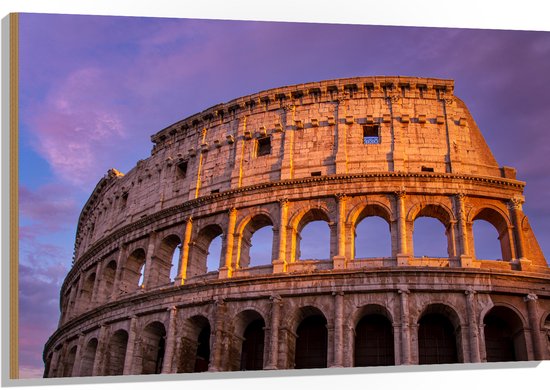 Hout - Colosseum - Rome - Stad - Gebouw - 120x80 cm - 9 mm dik - Foto op Hout (Met Ophangsysteem)