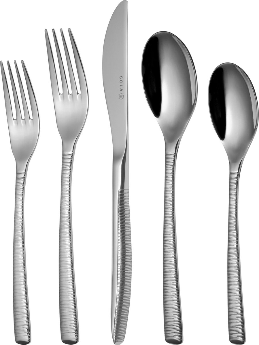 Sola Bestekset Hermitage - Modern - 12 persoons - 100 delig - Zilverwit Edelstaal 18/10 - RVS - Zilver