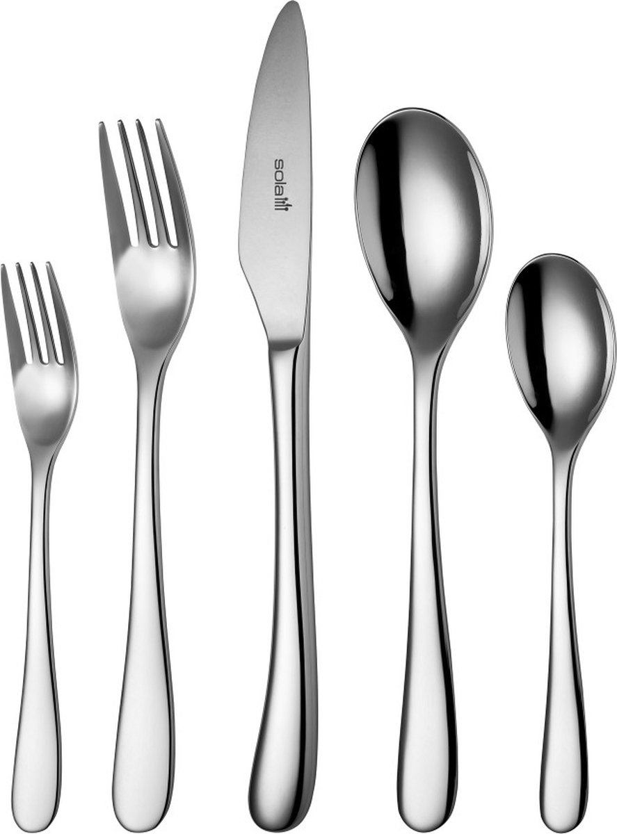 Sola Bestekset Oase - Modern - 6 persoons - 50 delig - Zilverwit Edelstaal 18/10 - RVS - Zilver