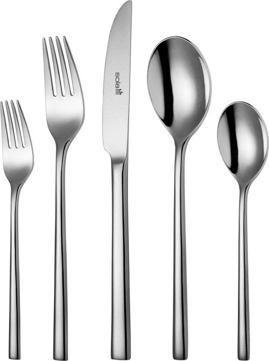 Sola Bestekset Montreux - Modern - 12 persoons - 100 delig - Zilverwit Edelstaal 18/10 - RVS - Zilver
