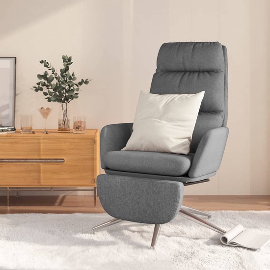 The Living Store Relaxstoel - Comfortabele stoel met voetensteun - Lichtgrijs - 70x77x98 cm