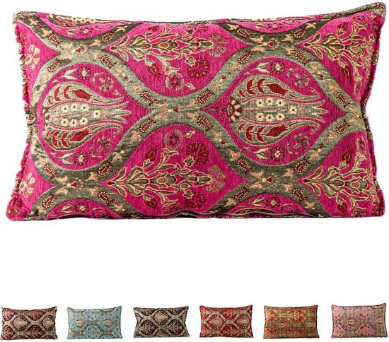 Decoratieve sofa-kussensloop met ritssluiting voor slaapkamer – bankkussens – perfect voor woondecoratie verkrijgbaar in meerdere maten en kleuren (30 x 50 cm) (roze)