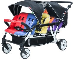 Familidoo Kinderwagen 6-zits H6E - 2 zitplaatsen achterin voor kinderen vanaf de geboorte - Compact (79 cm), Ideaal voor Kinderopvang, Gastouders & Kinderdagverblijven! -inclusief regenhoes