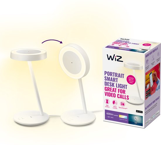 WiZ Lampe de bureau Portrait, Lampe de table intelligente, Wi-Fi, Blanc, LED, Plastique, Ampoule(s) non remplaçable(s)
