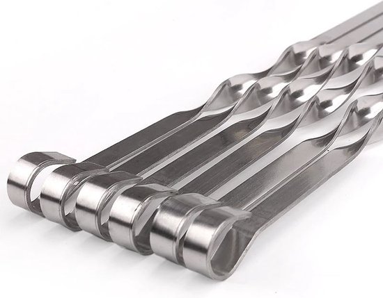 Krumble Barbecue spiezen - Set van 12 - Vleesspiezen - Groentespiezen - Kebab spiezen - BBQ spiesjes - RVS - Zilver