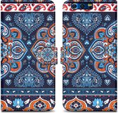 Cadorabo Hoesje geschikt voor Honor 9 - Design Blauwe Mandala No. 1 - Beschermhoes Case Cover met magnetische sluiting, standaardfunctie en kaartvakje