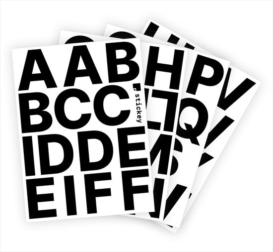 Foto: Letter stickers plakletters stickervellen set zwart 6cm hoog geschikt voor binnen en buiten standaard lettertype mat