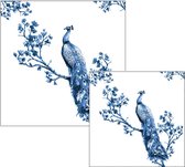 Ambiente servetten - Pauw Delfts blauw - 2 pakjes 33x33cm en 25x25cm - wit blauw - Royal Peacock
