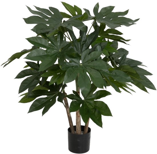 Viv! Home Luxuries Vingerplant Fatsia Japonica - kunstplant - groen - 85cm Fatsia Japonica / Kunststof / Groen